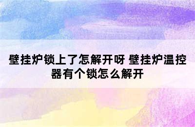 壁挂炉锁上了怎解开呀 壁挂炉温控器有个锁怎么解开